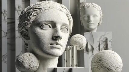 Sculptures in Serene Light: A Minimalist Aesthetic Presentation of Classic Forms - Powered by Adobe