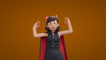 3D Cartoon strong dracula girls Halloween Celebration