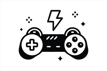 black and white illustration of a vintage video game