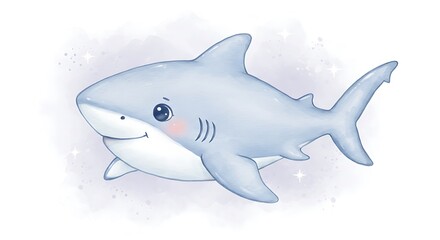 Fototapeta premium Cute Cartoon Shark Drawing