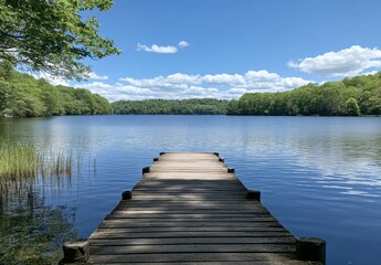 wooden pier on the lake