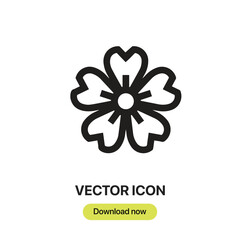 Cherry Blossom icon vector. Linear-style sign for mobile concept and web design. Cherry Blossom symbol illustration. Pixel vector graphics - Vector.	
