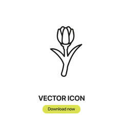 Tulip icon vector. Linear-style sign for mobile concept and web design. Tulip symbol illustration. Pixel vector graphics - Vector.	
