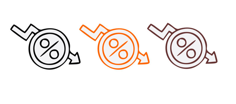 Percent arrow up and down icon. Isolated percentage increase and decrease symbols.