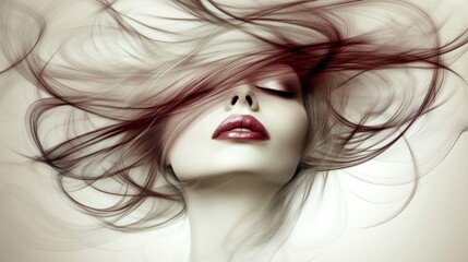Fototapeta premium Elegant woman with flowing, dramatic hair.