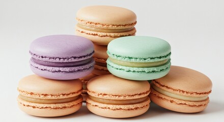 Obraz premium Colorful stack of macaron isolated on white background