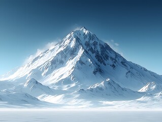 Obraz premium Majestic snow capped mountain peak against a clear blue sky