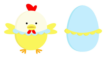 Chick and egg template for postcard, advertisement or invitation
