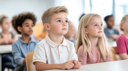Fototapeta premium Attentive children in a classroom