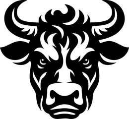 Angry Cow Logo Silhouette Vector Art Illustration.eps