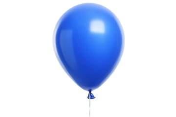 A single, vibrant blue balloon floats against a stark white background, symbolizing hope, dreams, and the simple joys of celebration.