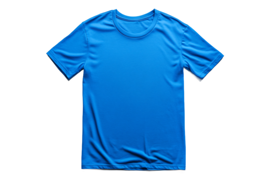A vibrant blue t-shirt, ready for your design, showcasing a clean and crisp studio shot on a bright white background.
