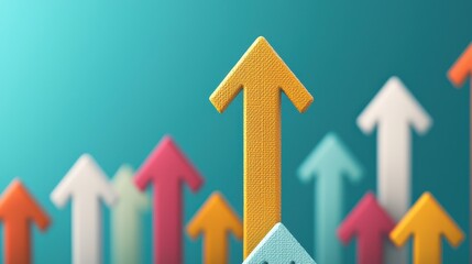 A colorful arrangement of upward arrows symbolizes growth, progress, and positive trends in various aspects of life or business.