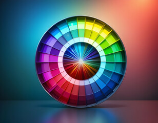 Obraz premium Colorful Color Wheel Design Against a Gradient Background