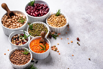 Beans, lentils, soybean, pea and chickpea