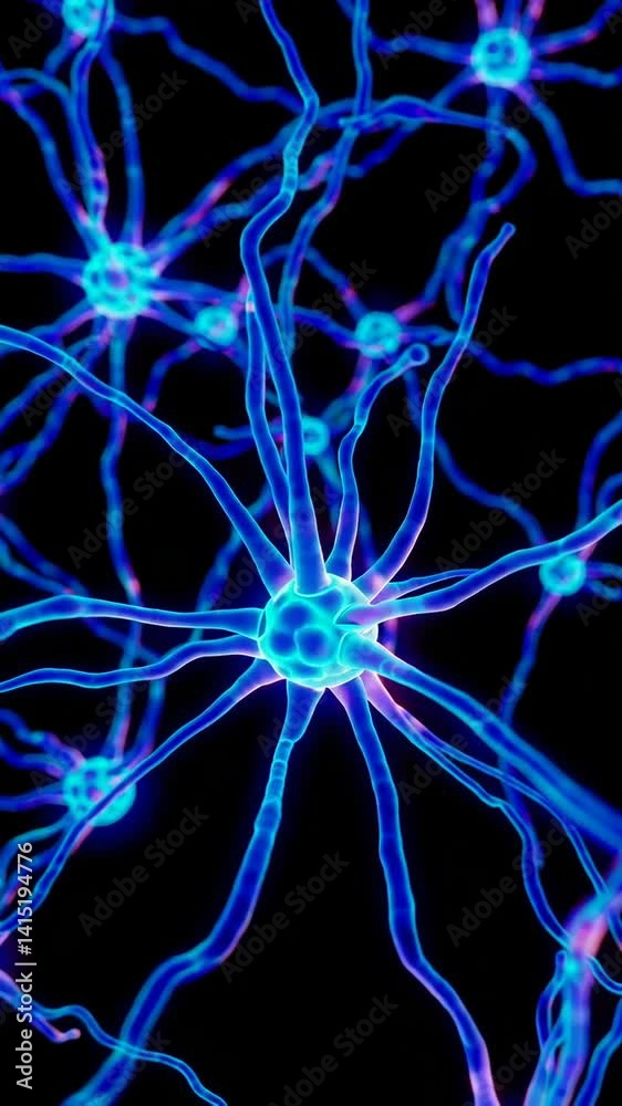 Poster dynamic neural network connections in action highlighting electric impulses and synaptic vibrancy