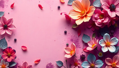 grunge floral background with space for text or image, Colored gel lighting, with white tones