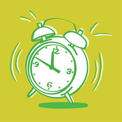Illustration of a ringing annoying alarm clock