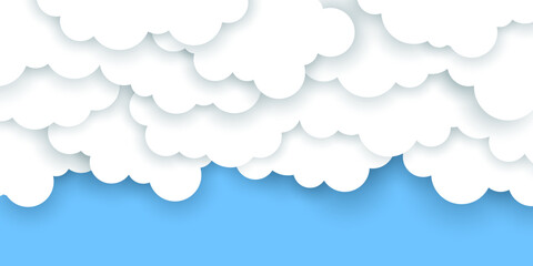 Paper clouds layered vector background.