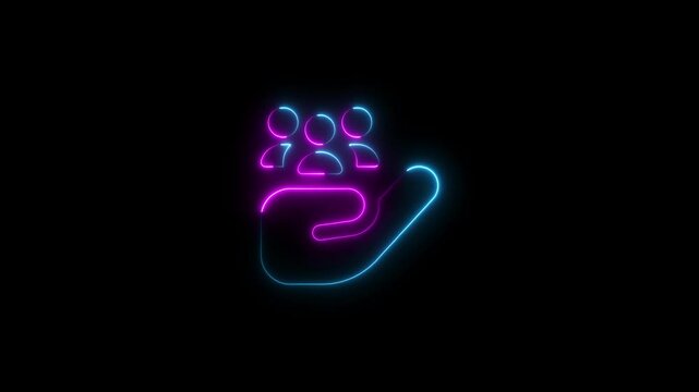 Glowing neon line BFF or best friends forever icon isolated on black background. 4K Video motion graphic animation.