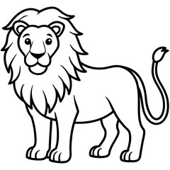 Black Lion Line Art on White