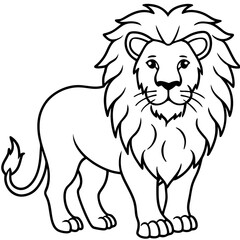 Black Lion Line Art on White