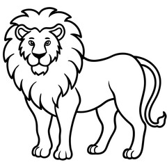 Black Lion Line Art on White