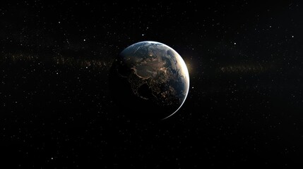 Obraz premium A stunning view of Earth from space, showcasing illuminated cities at night against a starry background