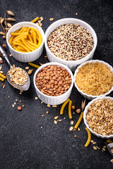 Various gluten free cereals and groats