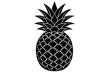 Obraz premium Silhouette of a pineapple isolated on a white background, simple vector illustration