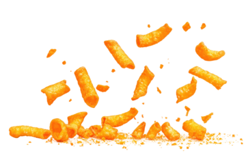 Falling cheetos on transparent background