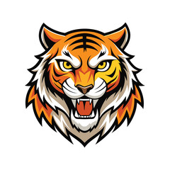 angry tiger animal head mascot logo vector art illustration