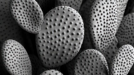Prickly pear cactus pads close up