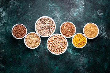 Various gluten free cereals and groats