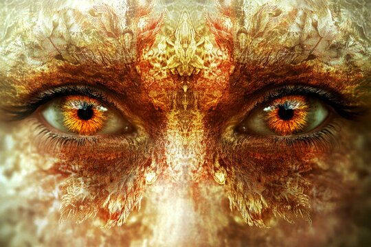 Metaphorical ibogaine emotions of a mental illusion. Hallucination - due to ibogaine: abstract image of physical state. How brain works. Psychology and perception. Stress and hallucinations.