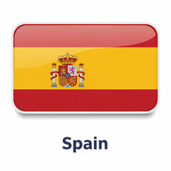 Fototapeta premium A clear digital illustration of the rectangular flag of spain. Below the flag, the word 