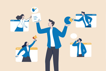 Vendor, third party or outsourcing, work with client or colleagues virtually, contractors or supplier, provider or partner concept, business people work virtually together collaborate for success.