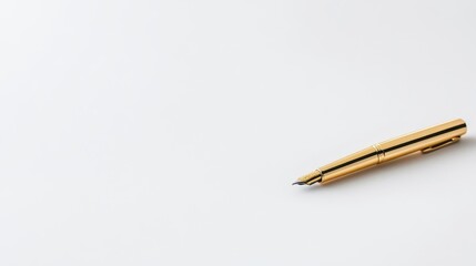 Gold fountain pen on a white background