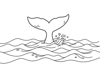 Obraz premium Whale Tail Emerging from Ocean Waves