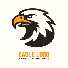 Fierce Eagle Mascot Logo for Esports, Bold Hawk Gaming Logo Design, Aggressive Eagle Head Vector Illustration, Modern Sports Team Eagle Logo, Sharp and Powerful Bird Mascot Logo
