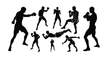 Boxing silhouettes vector art design.
