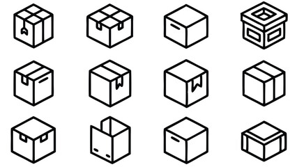 Real estate icons set presents a 3D cube design concept with geometric shapes for building and business illustration