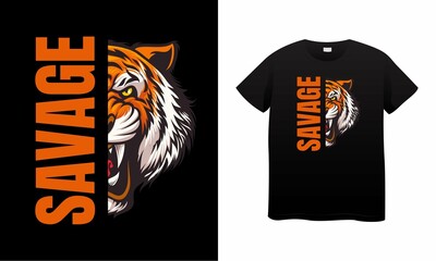 t shirt design with tiger concept