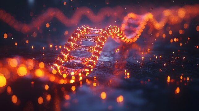 Glowing progress bar in the shape of a DNA strand