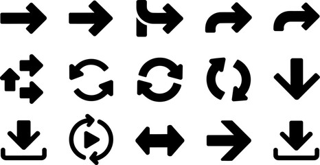Circular and Directional Arrow Icons for Flow Graphics