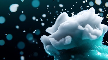 Abstract close-up of a teal and white substance in motion.