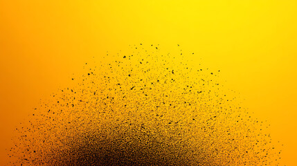 Abstract explosion, dark particles on orange background