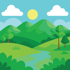 Obraz premium Lush Vibrant Forest Scene 