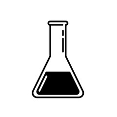 Chemical flask with black liquid in minimalistic style  