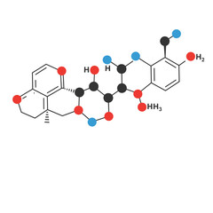 Molecular structure of a chemical compound in a minimalist style  